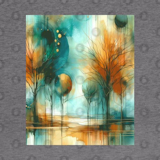 Abstract Watercolor Trees by Heartsake